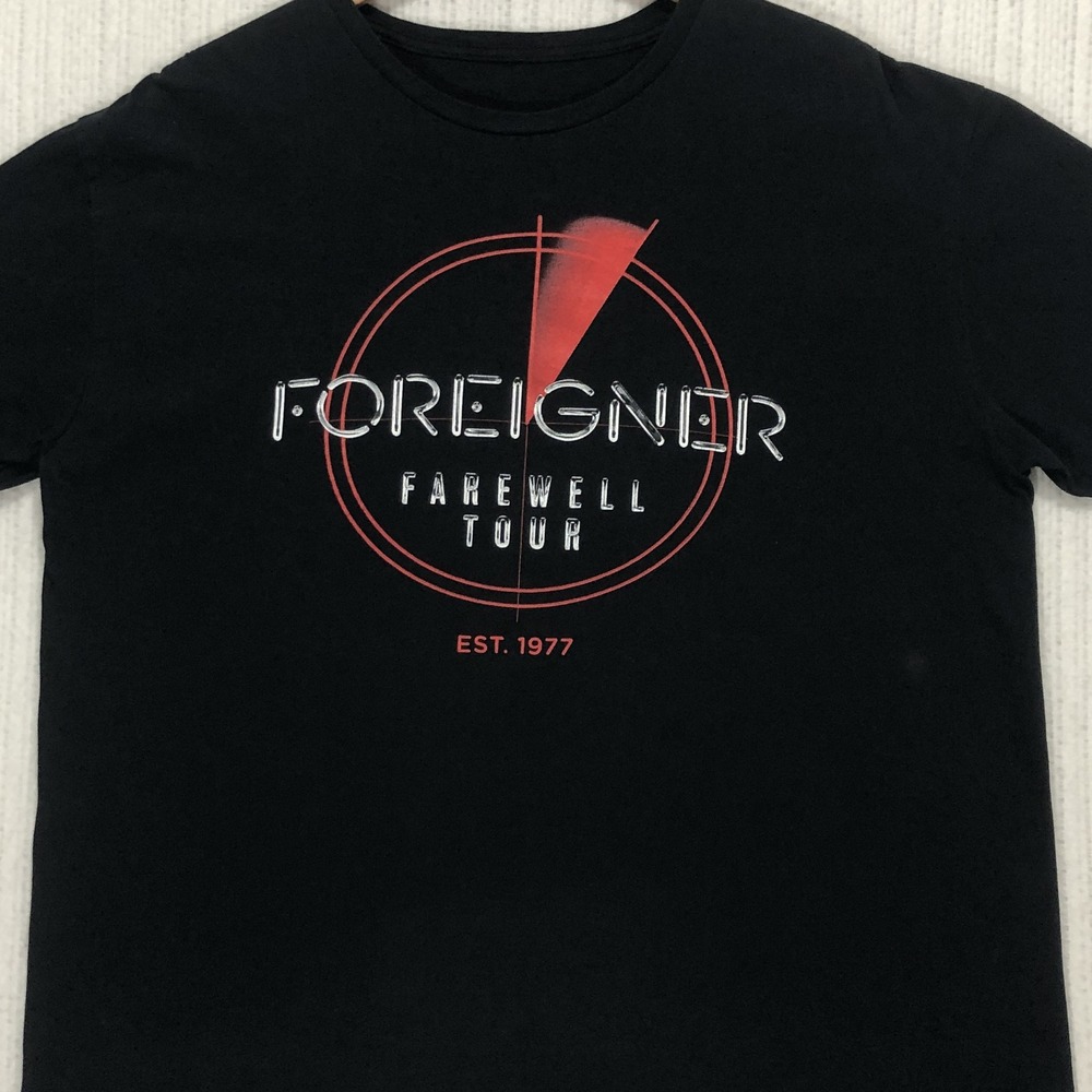 Foreigner Farewell Tour 2024 Graphic T-Shirt Black Short Sleeve Mens XL